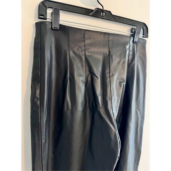 Zara Faux Leather Pleated Black High Waist Pants, Size M - Picture 8 of 10